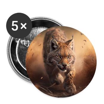 Rennender Luchs - Buttons groß 56 mm (5er Pack) - Weiß - Vorne