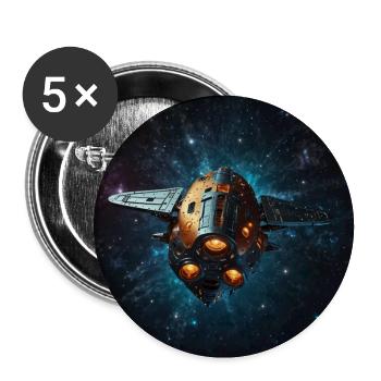 Raumschiff unterwegs im All zu fernen Planeten - Buttons groß 56 mm (5er Pack) - Weiß - Vorne