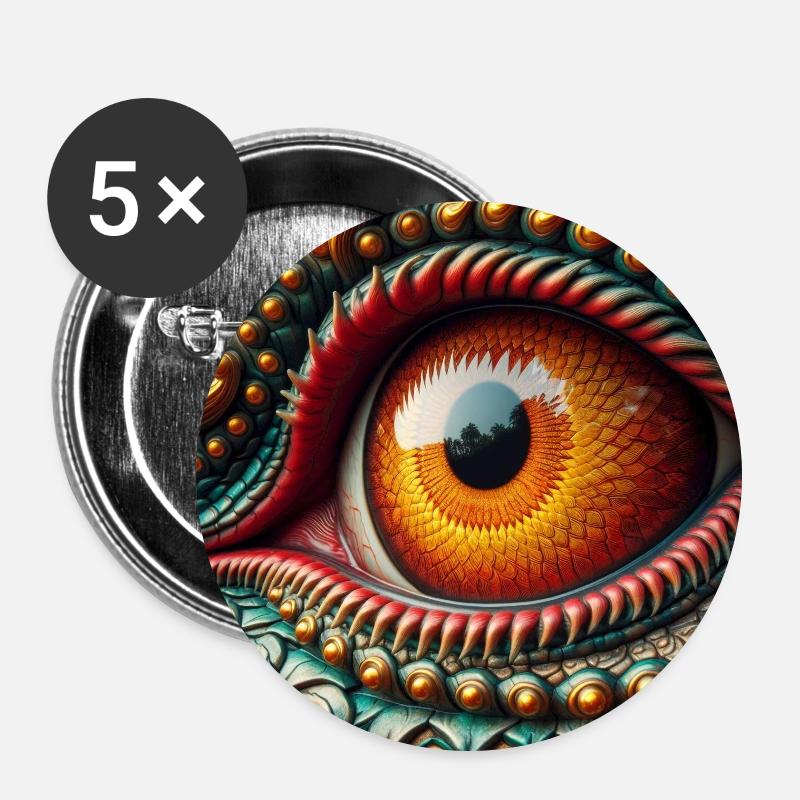 Drachenauge 3 - Buttons groß 56 mm (5er Pack) - Weiß