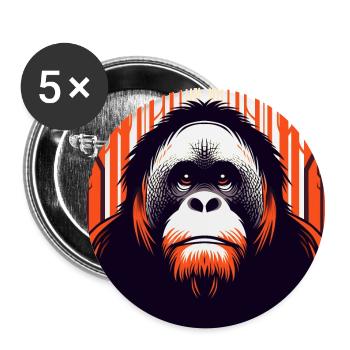 Orang-Utan - Buttons groß 56 mm (5er Pack) - Weiß - Vorne