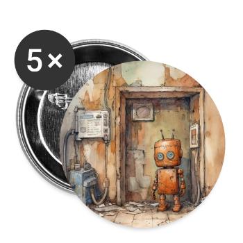 Old rusty abandoned robots - Buttons large 2.2''/56 mm (5-pack) - white - Front