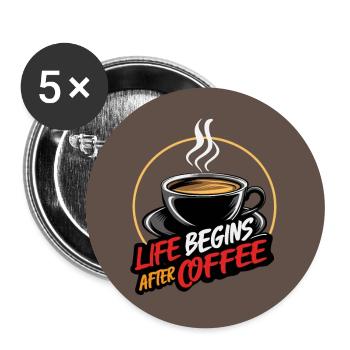La vie commence après le café - Coffee Saying - Lot de 5 grands badges (56 mm) - blanc - Devant