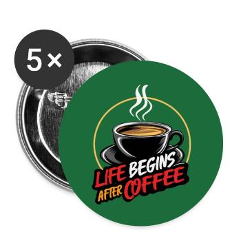 La vie commence après le café - Coffee Saying - Lot de 5 grands badges (56 mm) - blanc - Devant