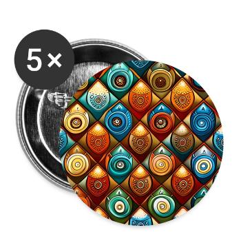 Ajrakh sans couture - Lot de 5 grands badges (56 mm) - blanc - Devant