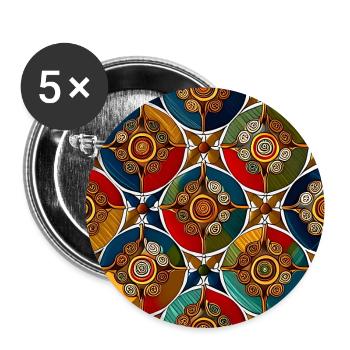 Modern Ajrakh Pattern - Buttons large 2.2''/56 mm (5-pack) - white - Front