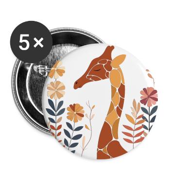 Florale Giraffe - Buttons groß 56 mm (5er Pack) - Weiß - Vorne