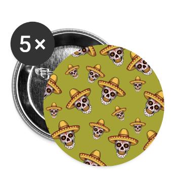 colorful calavera skull pattern design - Buttons large 2.2''/56 mm (5-pack) - white - Front