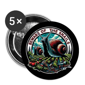 Escargot géant, désastre d’escargot, escargot de jardin - Lot de 5 grands badges (56 mm) - blanc - Devant