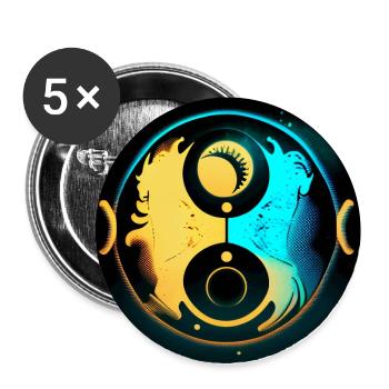 Yin-Yang-Harmonie - Buttons groß 56 mm (5er Pack) - Weiß - Vorne
