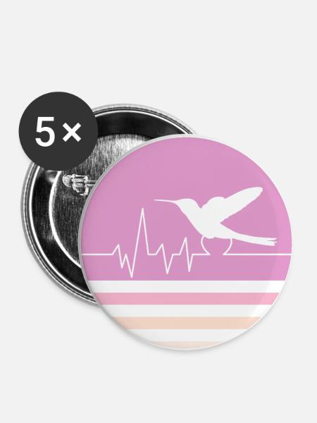 Pastel Pink Hummingbird - Buttons large 2.2''/56 mm (5-pack) - white