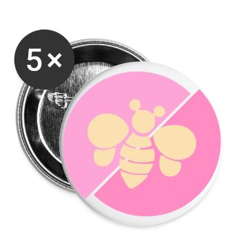 Abeille contrastée rose pastel - Lot de 5 grands badges (56 mm) - blanc - Devant