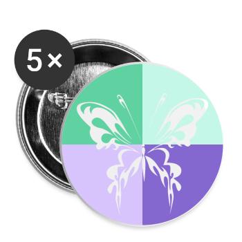 Butterfly Quartet Green Purple - Buttons large 2.2''/56 mm (5-pack) - white - Front