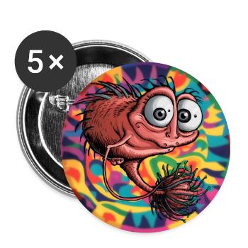 Kleines mystisches lustiges Wesen - Buttons groß 56 mm (5er Pack) - Weiß - Vorne