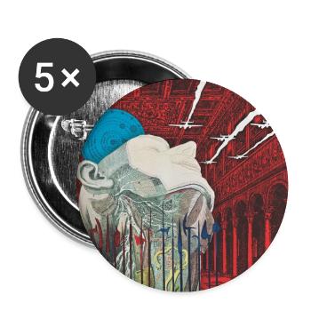 HEAD SPACE - COLLAGE - Buttons large 2.2''/56 mm (5-pack) - white - Front