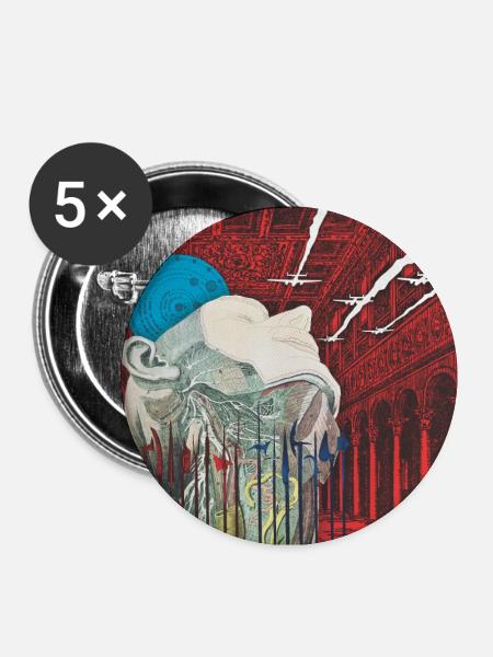 HEAD SPACE - COLLAGE - Buttons large 2.2''/56 mm (5-pack) - white