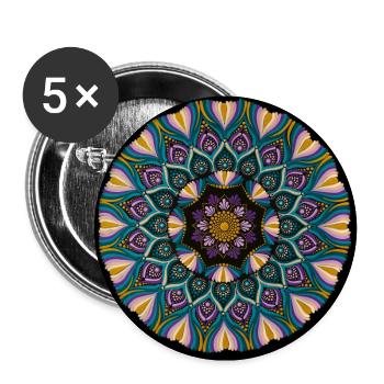 Lila und Rosa Mandala | Heilige Geometrie - Buttons groß 56 mm (5er Pack) - Weiß - Vorne