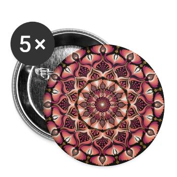 Rosa Mandala | Heilige Geometrie | Spirituelle Kunst - Buttons groß 56 mm (5er Pack) - Weiß - Vorne