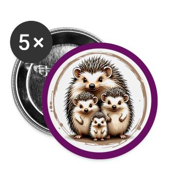 Süße Igelfamilie - Buttons groß 56 mm (5er Pack) - Weiß - Vorne