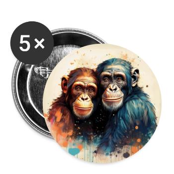Verliebte Chimpansen - Buttons groß 56 mm (5er Pack) - Weiß - Vorne