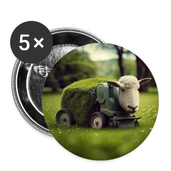 Spielerisches Mähen - Buttons groß 56 mm (5er Pack) - Weiß - Vorne