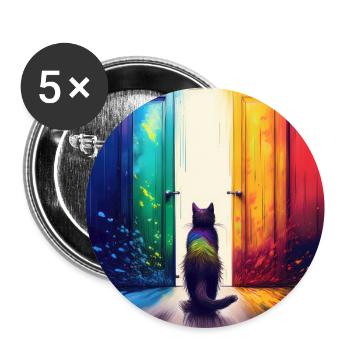 A cat between two doors - Buttons large 2.2''/56 mm (5-pack) - white - Front