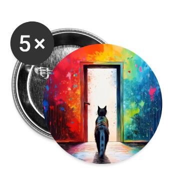 A cat in front of a glass door - Buttons large 2.2''/56 mm (5-pack) - white - Front