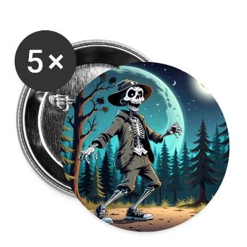 Mysteriöses Skelett in Hut und Jacke - Buttons groß 56 mm (5er Pack) - Weiß - Vorne