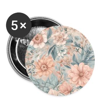 Blumenmuster in Pastell - Buttons groß 56 mm (5er Pack) - Weiß - Vorne