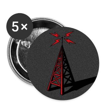 Radio Tower - Red on Grey - Buttons large 2.2''/56 mm (5-pack) - white - Front