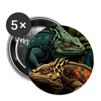 Leguan-Duo - Buttons groß 56 mm (5er Pack) - Weiß - Vorne