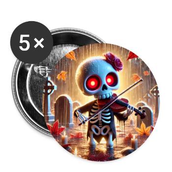 An adorable skeleton plays the violin in the rain - Buttons large 2.2''/56 mm (5-pack) - white - Front