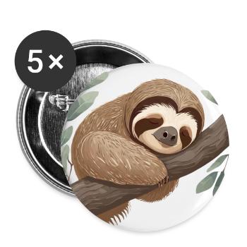 Cute sloth sleeping on a branch - Buttons large 2.2''/56 mm (5-pack) - white - Front
