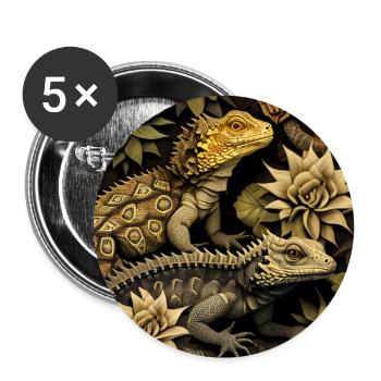 Schimmernde Reptilien - Buttons groß 56 mm (5er Pack) - Weiß - Vorne