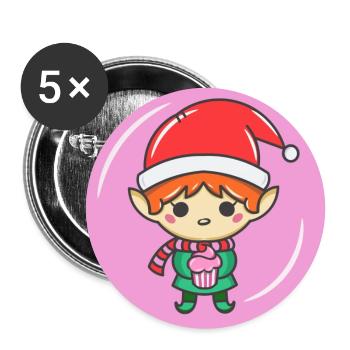 Elfe de Noël - Lot de 5 grands badges (56 mm) - blanc - Devant