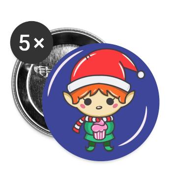 Kleiner Weihnachtself mit Cupcake - Buttons groß 56 mm (5er Pack) - Weiß - Vorne