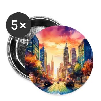 Vibrant Cityscape at Sunset - Buttons large 2.2''/56 mm (5-pack) - white - Front