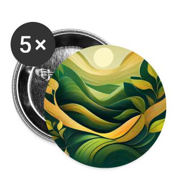 Abstract Green Landscape with Sun and Leaves - Buttons large 2.2''/56 mm (5-pack) - white - Front
