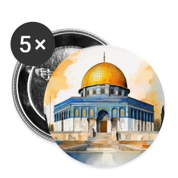 Iconic Dome of the Rock Watercolour Art - Buttons large 2.2''/56 mm (5-pack) - white - Front