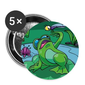 T-shirt motif for children & babies: frog & dragonfly - Buttons large 2.2''/56 mm (5-pack) - white - Front