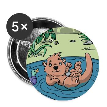 Best Friends Edition: The Otter 🦦 and the Duck 🦆 - Buttons large 2.2''/56 mm (5-pack) - white - Front