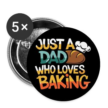 Dad loves to bake bread - Dad is our baker - Buttons large 2.2''/56 mm (5-pack) - white - Front