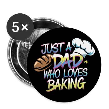 Dad loves to bake bread - Dad is our baker - Buttons large 2.2''/56 mm (5-pack) - white - Front