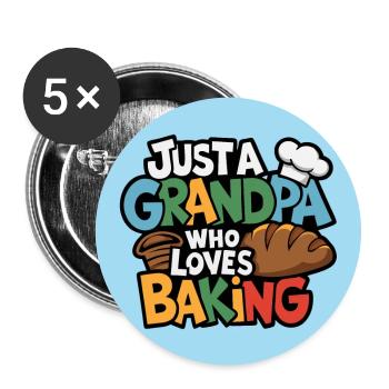 Grandpa is a baker, our grandpa likes to bake - Buttons large 2.2''/56 mm (5-pack) - white - Front