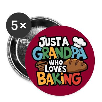 Grandpa is a baker, our grandpa likes to bake - Buttons large 2.2''/56 mm (5-pack) - white - Front