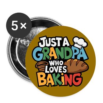Grandpa is a baker, our grandpa likes to bake - Buttons large 2.2''/56 mm (5-pack) - white - Front
