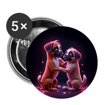 Mignon petit chien boxeur - Lot de 5 grands badges (56 mm) - blanc - Devant