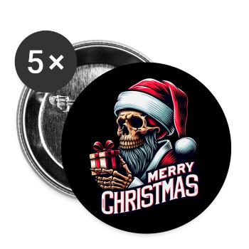 Crâne de Père Noël avec forfait - Lot de 5 grands badges (56 mm) - blanc - Devant