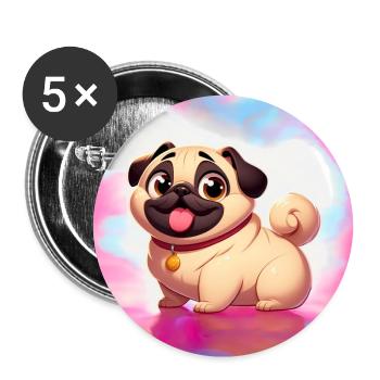 Pug 2 - Buttons large 2.2''/56 mm (5-pack) - white - Front
