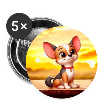 Chihuahua 5 - Buttons large 2.2''/56 mm (5-pack) - white - Front