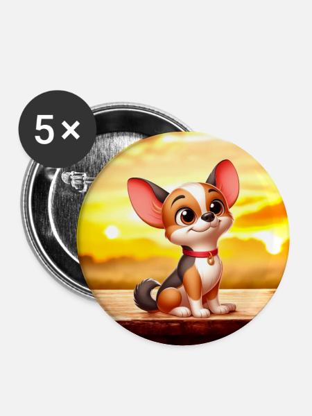 Chihuahua 5 - Buttons large 2.2''/56 mm (5-pack) - white